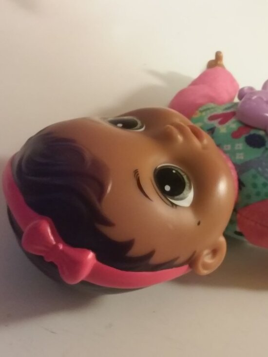 Baby Alive Doll African American Soft With Toy 11 1/2" Tall No Tag But Writing O - Picture 2 of 6